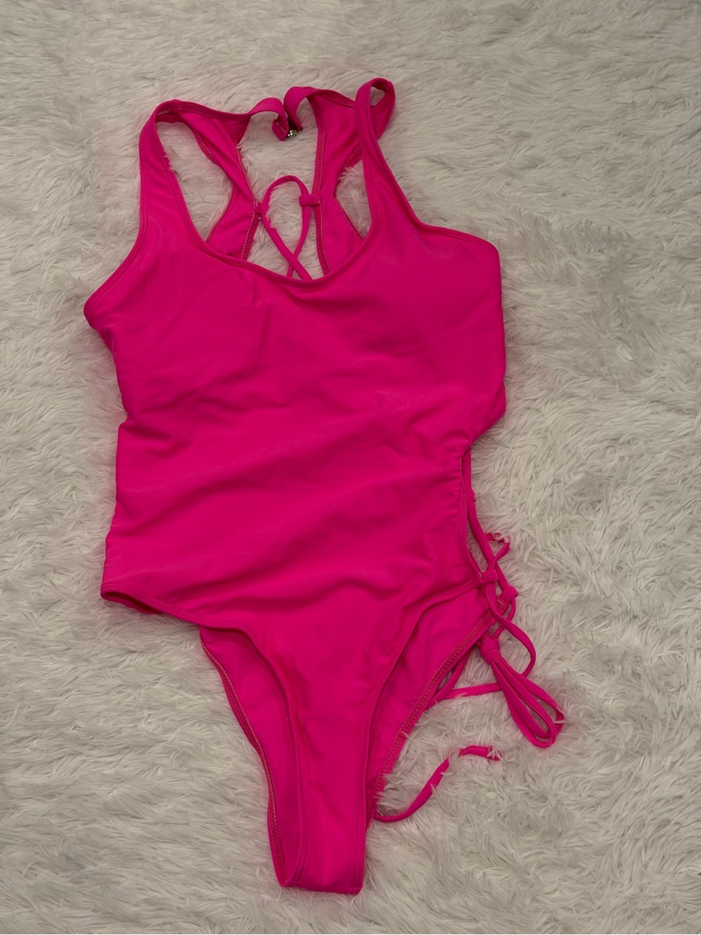 Hot Pink Strappy One-Piece Swimsuit